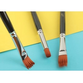 12Pcs Multi-functional Short Wood Black Stem For Beginner Gouache Watercolor Acrylic Oil Painting brush Set Nylon Hair Art Tool